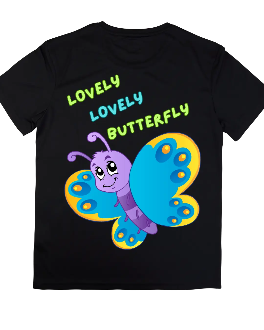 Lovely Lovely Butterfly | Kids T-shirt | Signature Tees | Black Navy Blue Red | Girls T shirt | Lovely Lovely Butterfly