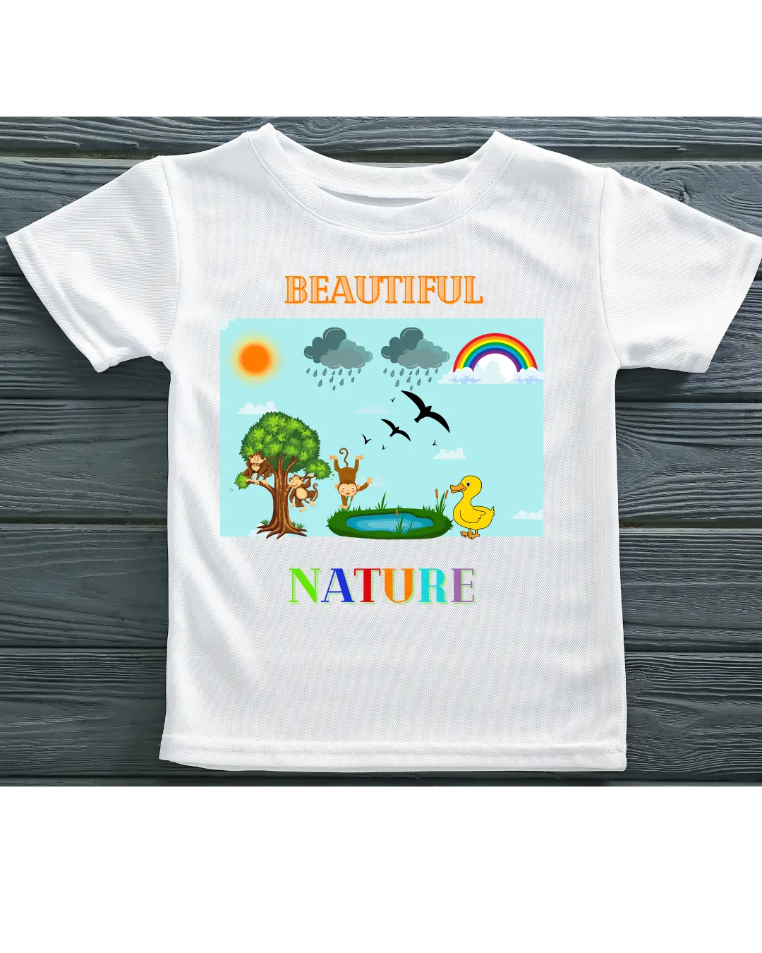 Kids T-shirt | Beautiful Nature | Signature Tees | white black navy Blue Red | Girls T shirt | Beautiful Nature