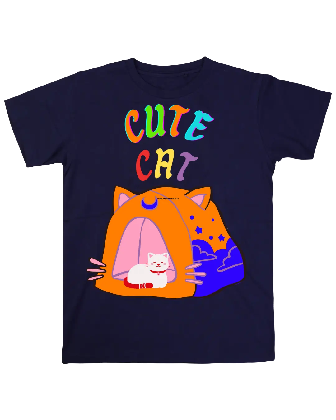 Kids T-shirt | Cute Cat | Signature Tees | white black navy Blue | Girls T shirt