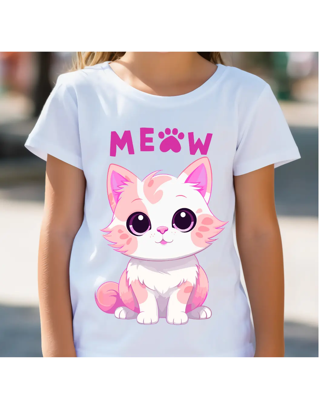 Kids T-shirt | Meow | Signature Tees | White Black Navy Blue | Girls T shirt