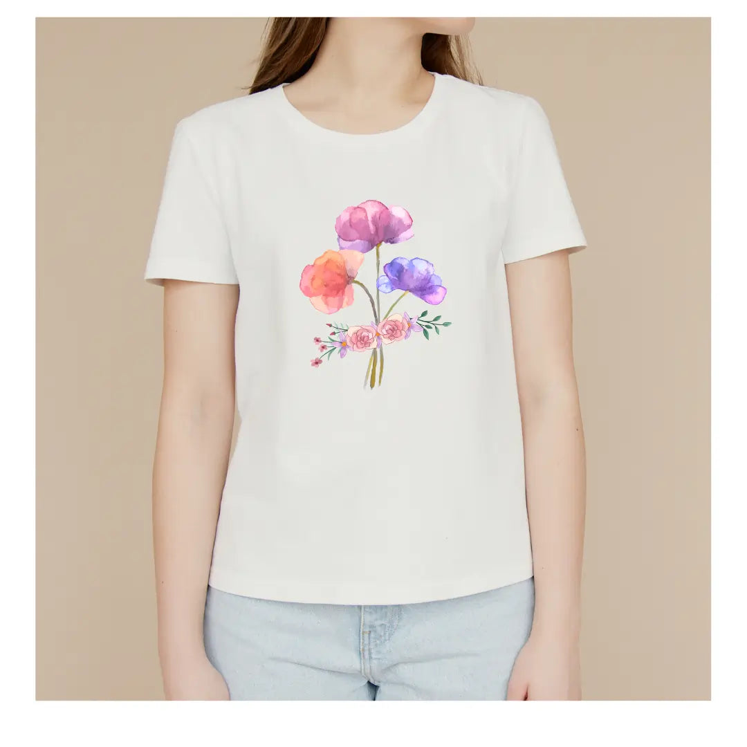 Flowers print | Girls | Women | Signature Tees | Women Regular Fit T-Shirt | Flowers print 1