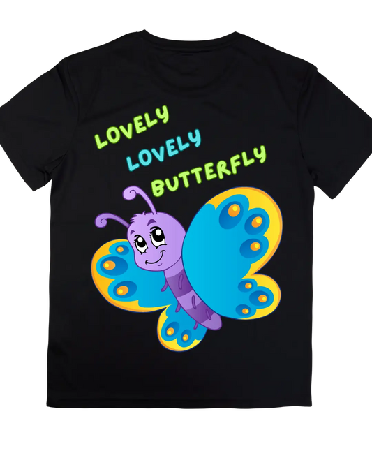 Lovely Lovely Butterfly | Kids T-shirt | Signature Tees | Black Navy Blue Red | Girls T shirt | Lovely Lovely Butterfly