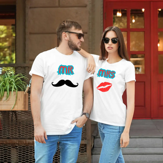 Couple T-shirts | Husband Wife T-shirts | Signature Tees | Men Women Regular Fit T-Shirt | MrMrs2 | Valentine Couple