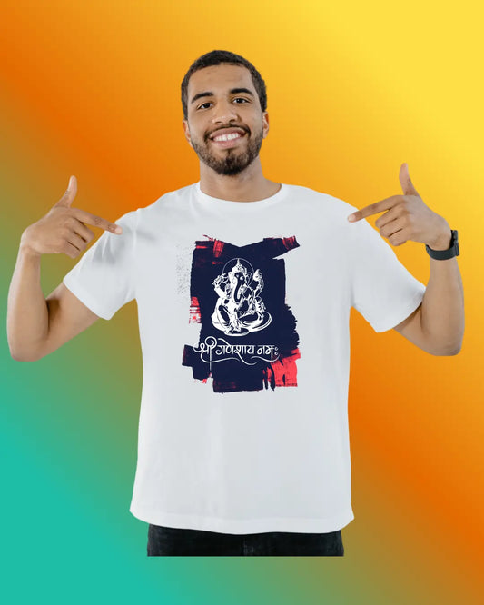 Ganesha design \ Spiritual | Devotional | Boys | Men | Signature Tees | Men Regular Fit T-Shirt | Shreeganeshayenamah
