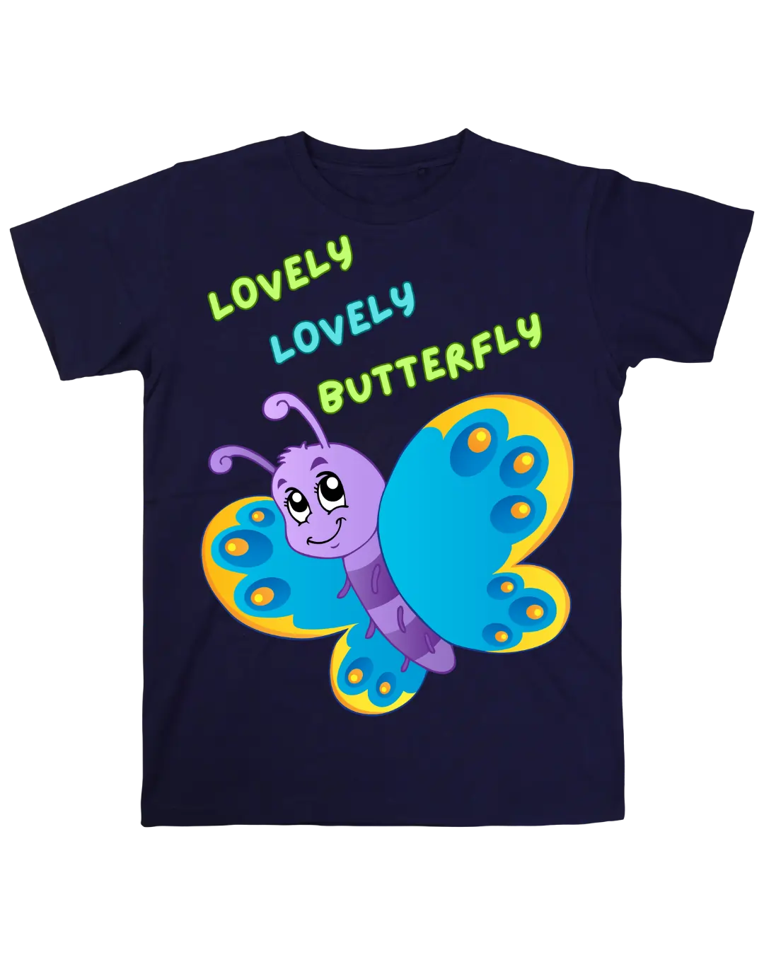 Lovely Lovely Butterfly | Kids T-shirt | Signature Tees | Black Navy Blue Red | Girls T shirt | Lovely Lovely Butterfly
