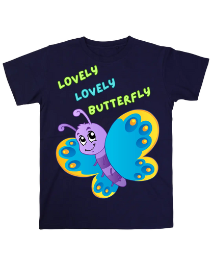 Lovely Lovely Butterfly | Kids T-shirt | Signature Tees | Black Navy Blue Red | Girls T shirt | Lovely Lovely Butterfly