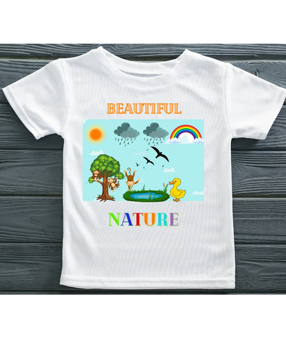 Kids T-shirt | Beautiful Nature | Signature Tees | white black navy Blue Red | Girls T shirt | Beautiful Nature