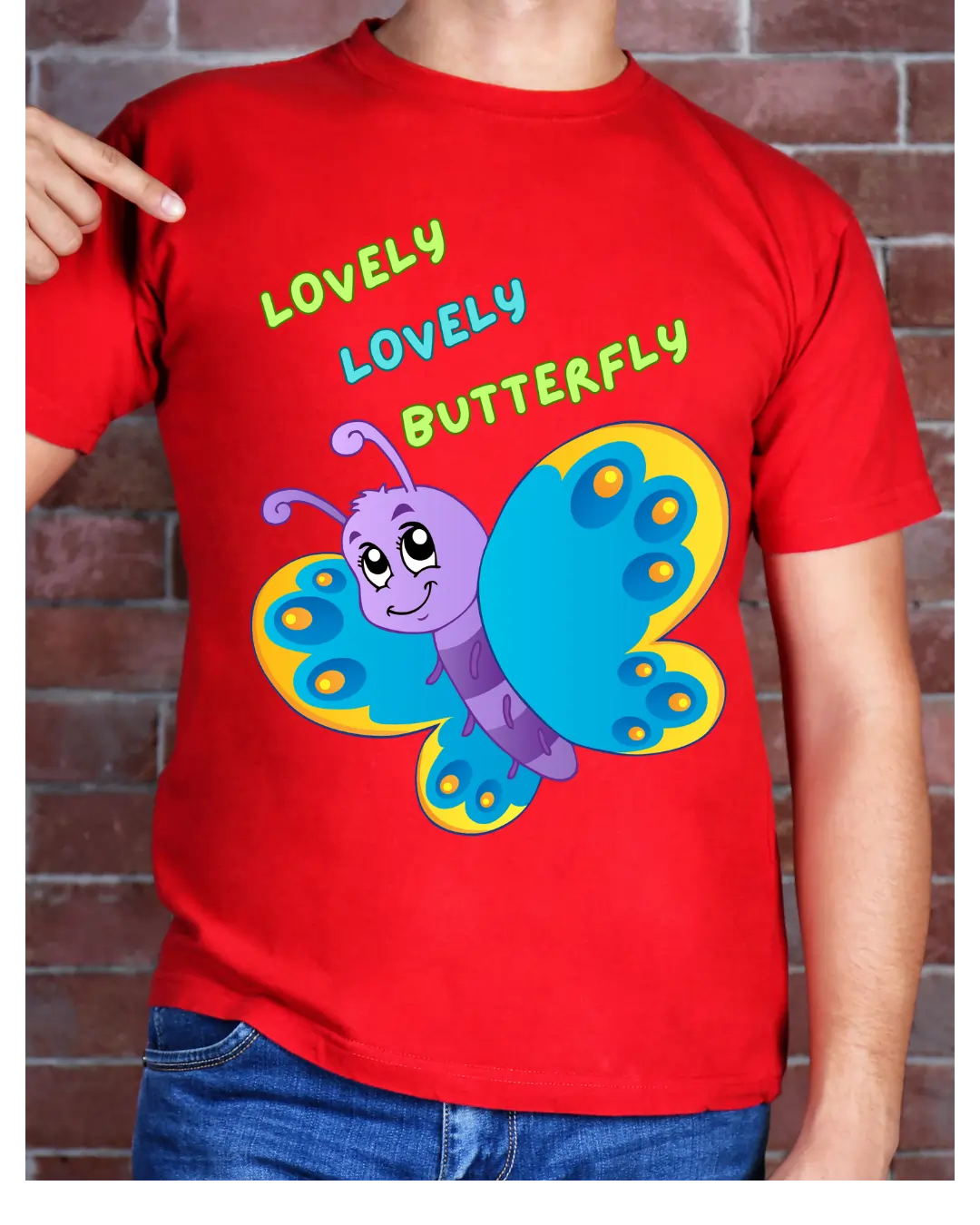Lovely Lovely Butterfly | Kids T-shirt | Signature Tees | Black Navy Blue Red | Girls T shirt | Lovely Lovely Butterfly