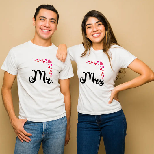 Couple T-shirts | Signature Tees | Men Women Regular Fit T-Shirt | MrMrs1 | Valentine Couple